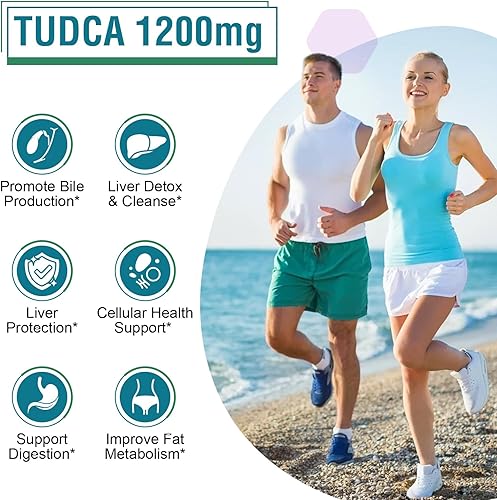 Miniatura 6 de TUDCA Suplemento 1200mg - 120 cápsulas vegetales, potentes suplementos de sales biliares TUDCA para el hígado, digestión