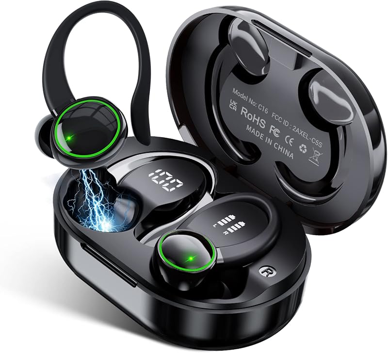 for Samsung Galaxy S23 Bluetooth 5.3 Headphones 3D Stereo with Earhook, 40H Touch Control Over Ear Headphones, IP7 Waterproof Earphones Built-in Mic for Running Workout Sport