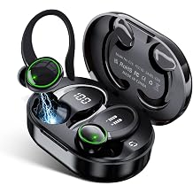 for Motorola One 5G Ace Wireless Earbuds Bluetooth Headphones 48hrs Play Back Sport Earphones with LED Display Over-Ear Buds with Earhooks Built-in Mic - Black