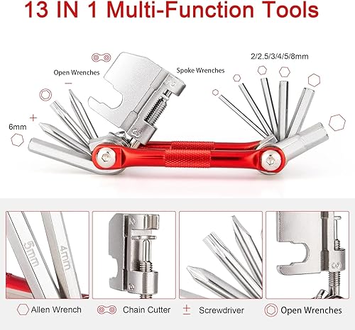 Miniatura 2 de Kit de herramientas de reparación de bicicletas con bomba de bicicleta y bolsa de sillín - Kits de herramientas de bicicleta para reparación y