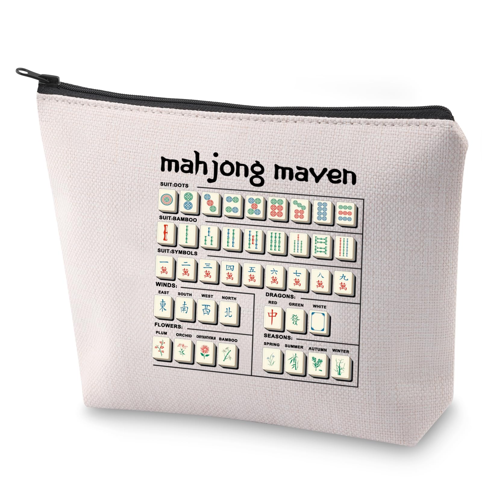 Chinese Mahjongg Cosmetic Bag Mahjong Lover Gift Mahjong Maven Makeup Bag Mahjong Player Gift (Mahjong Maven)