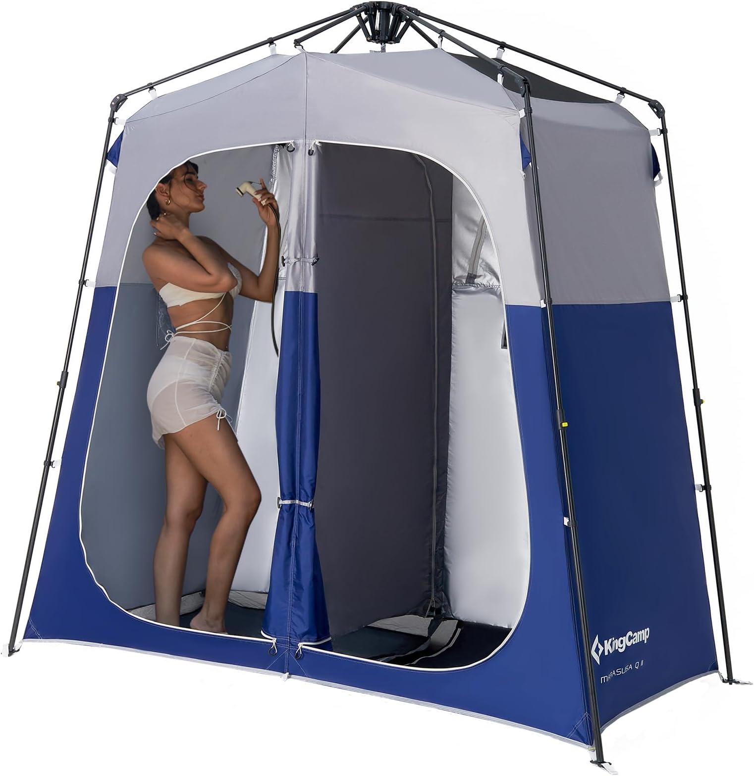 KingCamp Instant Shower Tent, Portable Superior Stable Privacy Shelter, 2 Large Rooms Outdoor Toilet Tent with Floor for Beach, Camping & Hiking, Setup in Under 60s