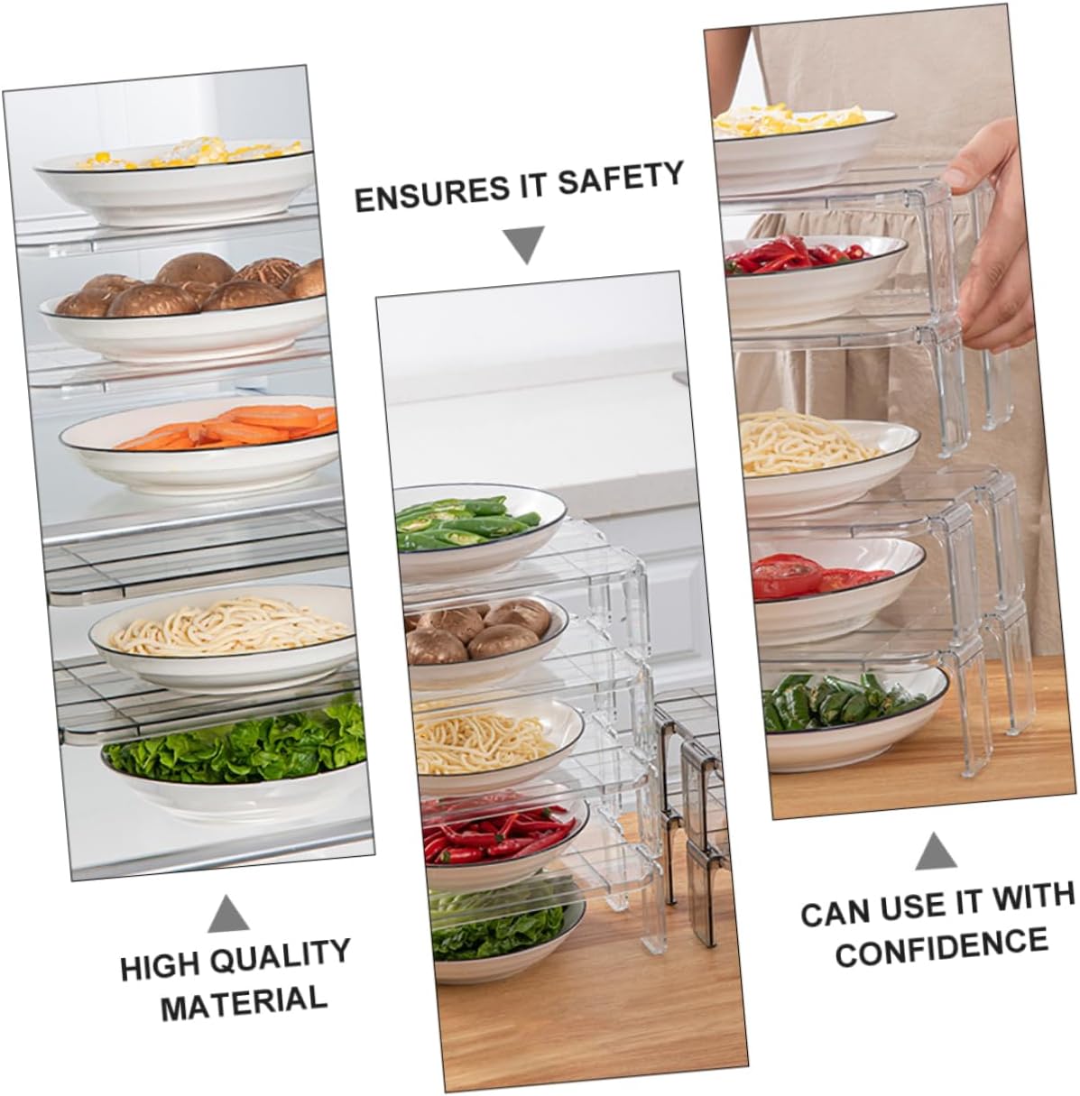 2pcs Stackable Storage Shelf for Refrigerator Organizer Rack for Fruits Condiments and Supplies Space-saving Storage for Tidy Kitchen and Easy Access