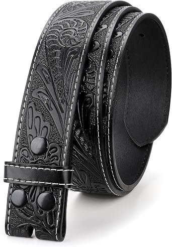 TRIWORKS Western Leather Belt Strap for Men without Buckle Cowboy Cowgirl Belt Strap 1.5" Width