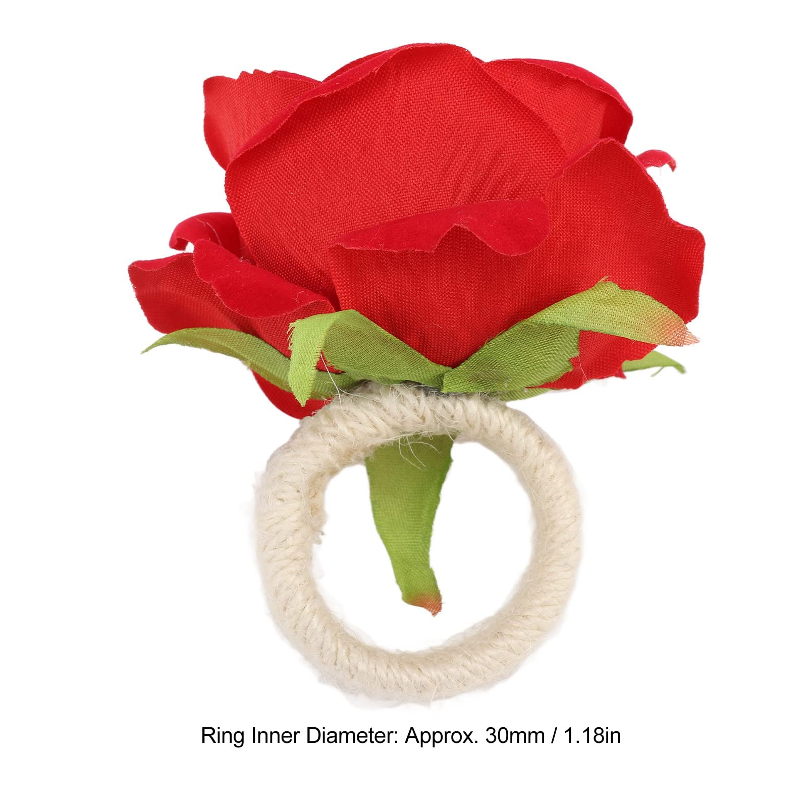 SIXRUN Portatovagliolo con Rosa Portatovagliolo con Fiore in Plastica 4 Pezzi Design a Vite 30 Mm di Diametro Interno Accessori per la Tavola Riutilizzabili per Matrimoni Natale Capodanno (rosso)
