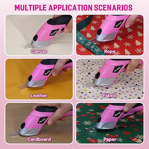 Vista 27 de VLOXO - Tijeras eléctricas inalámbricas, cortador de cartón, tijeras eléctricas de tela con cuchillas, recargable, potente cortador de tela