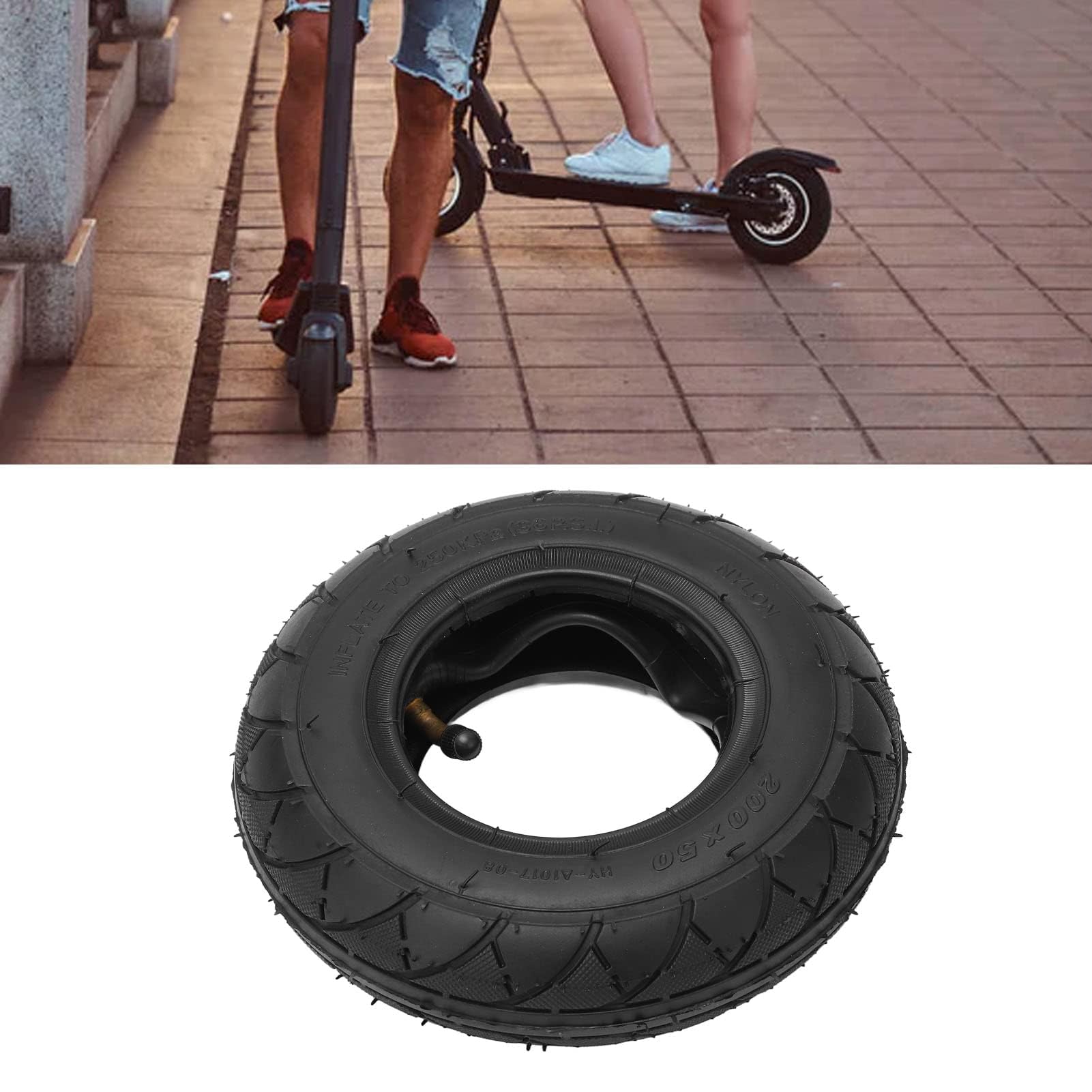 Alomejor Pneumatico per Scooter Elettrico con Camera d'Aria, Pneumatici di Ricambio per Scooter Elettrico 200 X 50 per Ebike