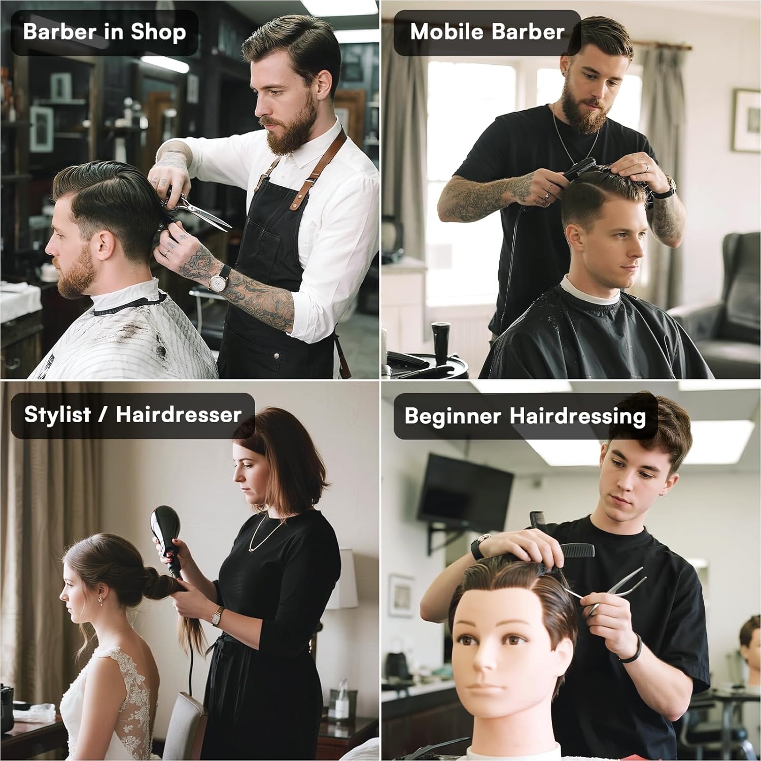 ヘアスタイリストトラベルバッグ、2つのポーチ付き、プロフェッショナルコスメトロジーバッグ、調節可能な仕切り付き美容バッグ、ヘアツール