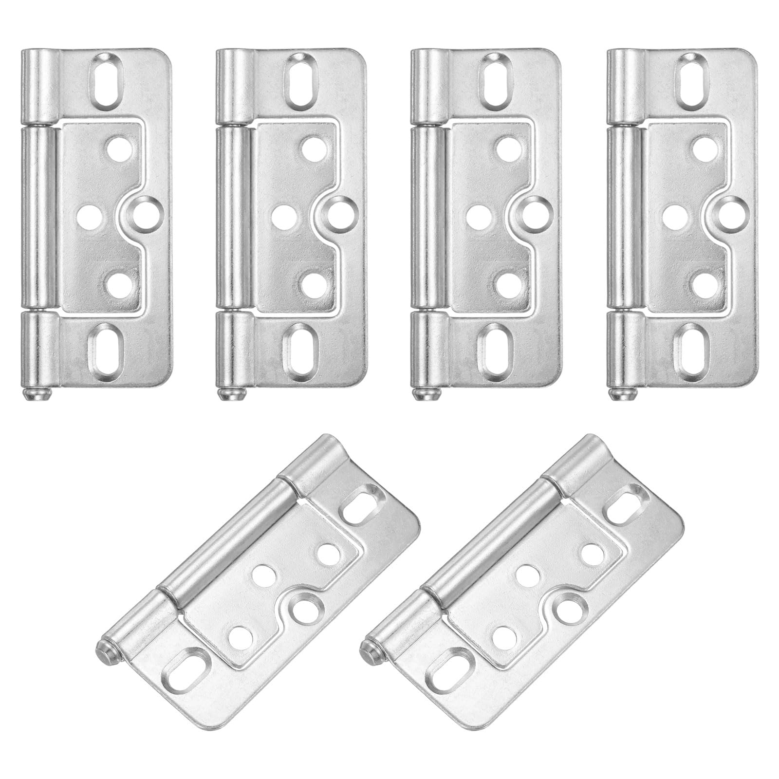 Charnières de porte 7,6 x 3,6 cm chromées sans mortaise pour meuble (Lot de 6)