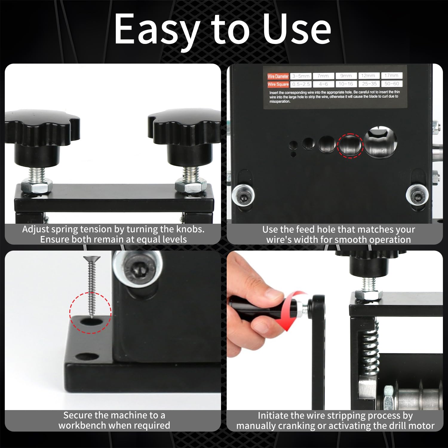 Máquina pelacables manual, máquina peladora de cables alimentada por taladro con 6 canales y 5 cuchillas para alambre de cobre de 0.12 a 0.67 pulgadas, herramienta pelacables de manivela manual para