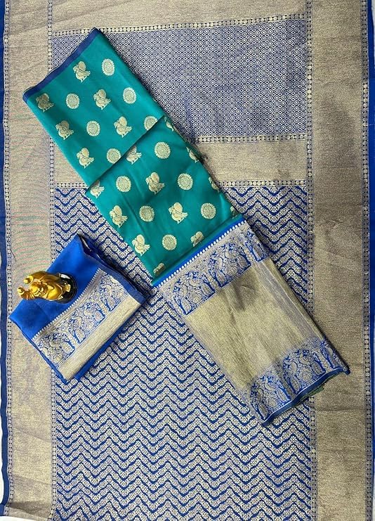 Image of ZITON ARICO MART Women's Indian Traditional Kanjivaram Silk Pure Weaving Lehenga Choli Along With Dupatta And Blouse Piece, Half Saree (Unstitched)