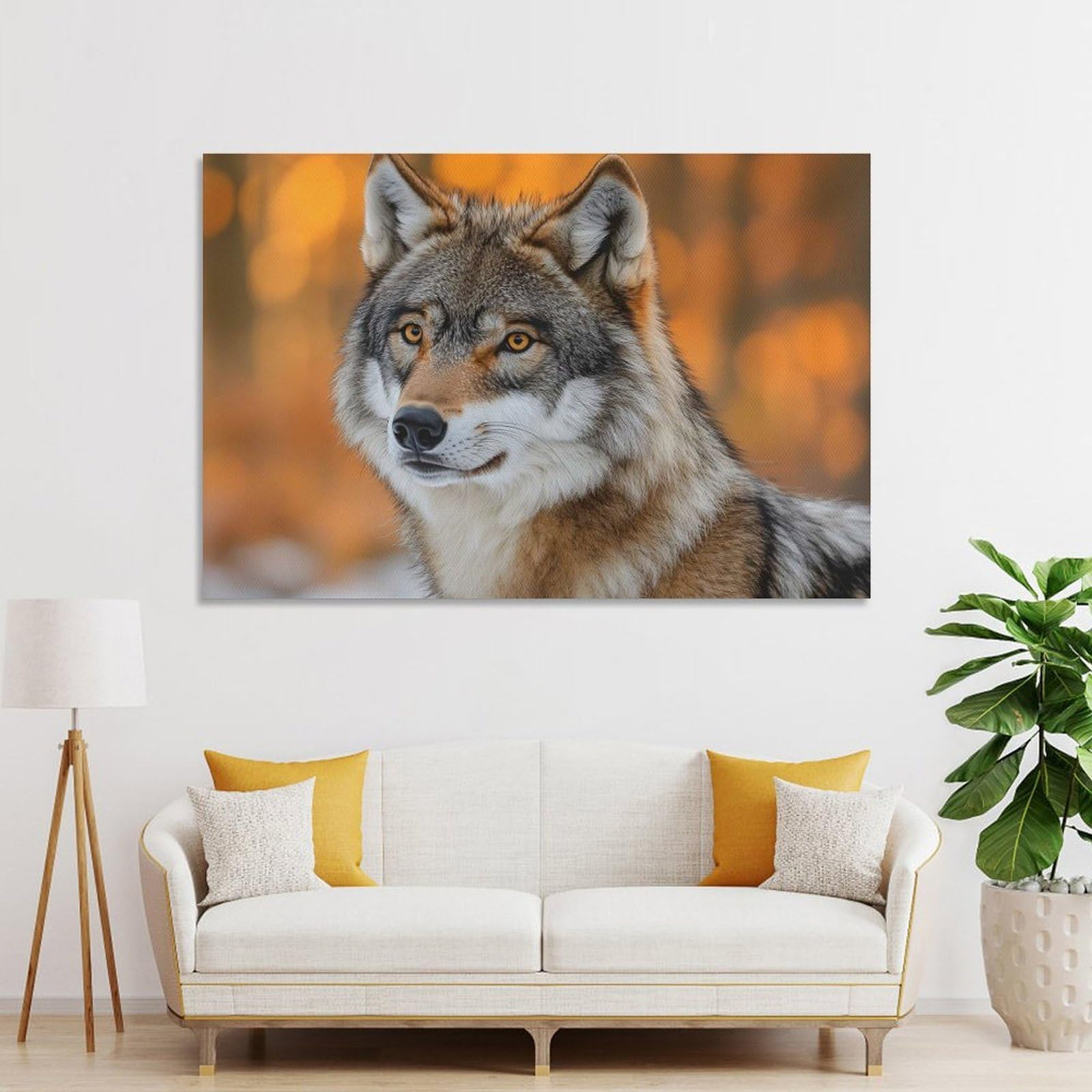 Junmoney Room Decor Wall Art Wolf Portrait in Autumn Forest, 12x18inch(30x45cm), for Flats, Guest Rooms Or Compact Rooms, Wall Decor with Flexible Room Appeal