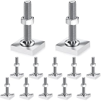 12 Pcs T Slot Bolts M6 35 mm Square Head T Bolts for Roof Rack Stainless Steel Roof Rack Accessories Heavy Duty T Track Bolts with Nuts Washer Barrels Kit for Kayak Ski Bike Rail Carrier