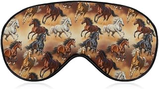 Sleep Mask, Wild Animal Horses Art Comfortable Blackout Sleeping Mask, Fashion Eye Cover Soft Eyeshade with Elastic Strap for Home, Office