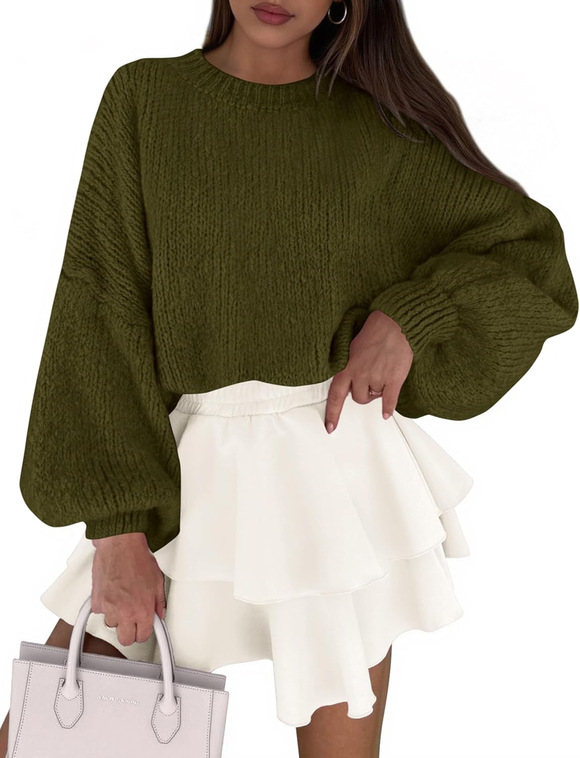 PRETTYGARDEN Sweaters for Women 2026 Fall Chunky Knit Long Sleeve Crew Neck Oversized Pullover Tops Winter Fashion Clothing