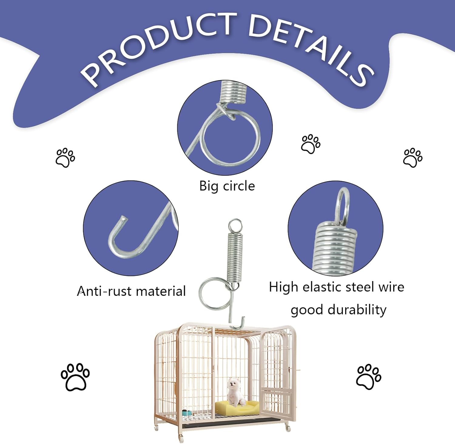 10Pcs Spring Cat Door Latch and Catches, Multi-Functional Pet Door Spring Latch Hook Wire Cage Clips, One-Handed Fixing Pet Rabbit Cage Wire for Rabbit Dog Cat Parrot Guinea Pig Squirrel Cages