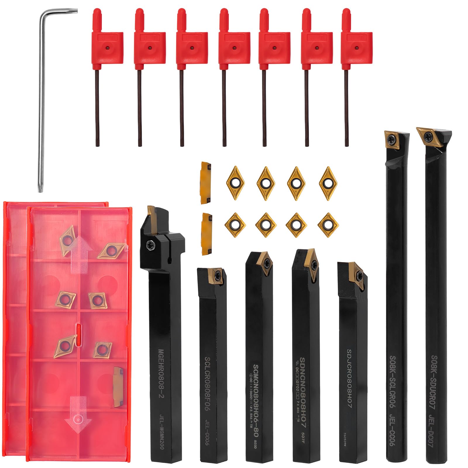 21Pcs Indexable Lathe Turning Tool Kit,3/8" 10mm Shank and Carbide Inserts — Amazon image 8