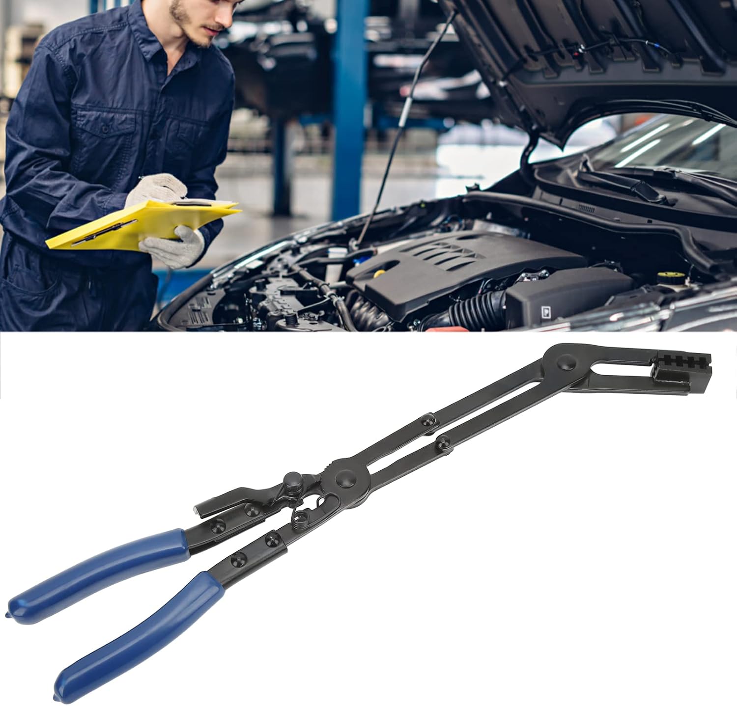 Hose Clamp Plier,35 Degree Bent Long Reach Hose Clamps Plier Comfortable Grip Universal Auto Repair Tool