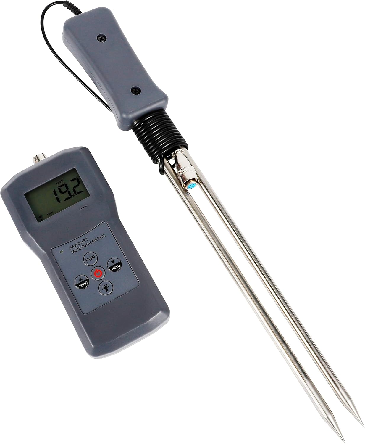 Sawdust Moisture Meter Tester Analyzer Wooddust Wood Chips Paillasse Moisture Meter Tester For Wood Materials With Seperate Probe Measuring Range 0-84% Resolusion 0.1 Digital Backlight Display