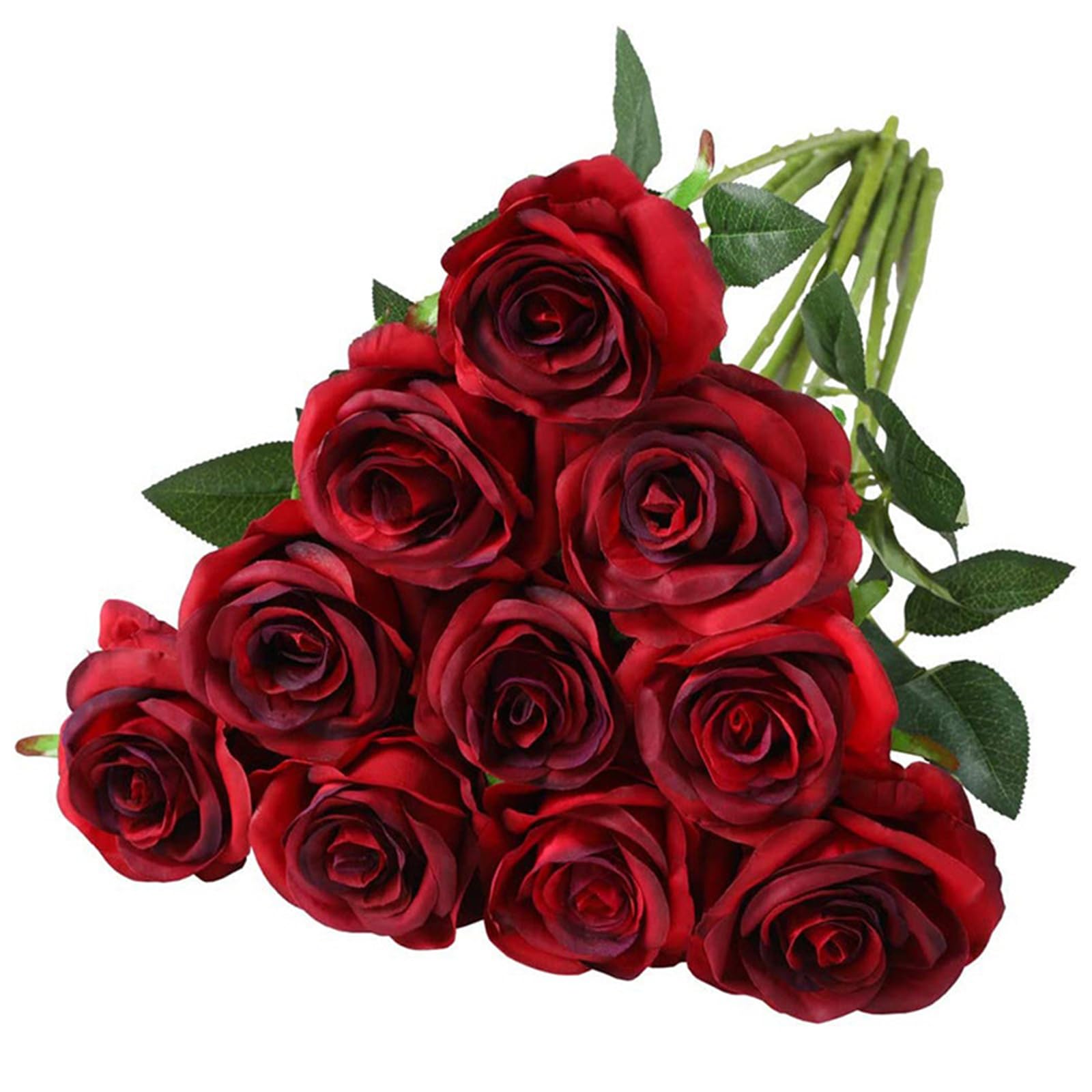 JSGHGDF Realistic Rose Flower 10Pieces Wedding Bouquet Silk Rose Home Flower Arrangement Ceremony Centerpiece Decors Realistic Silk for Wedding Decors
