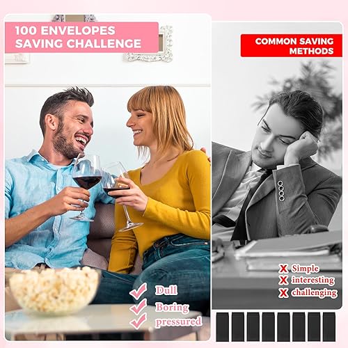 Miniatura 4 de Kit de desafío de ahorro de dinero de 100 sobres, ahorra 5050 dólares en 100 días, 100 sobres de efectivo y juego de caja organizadora, 100 sobres