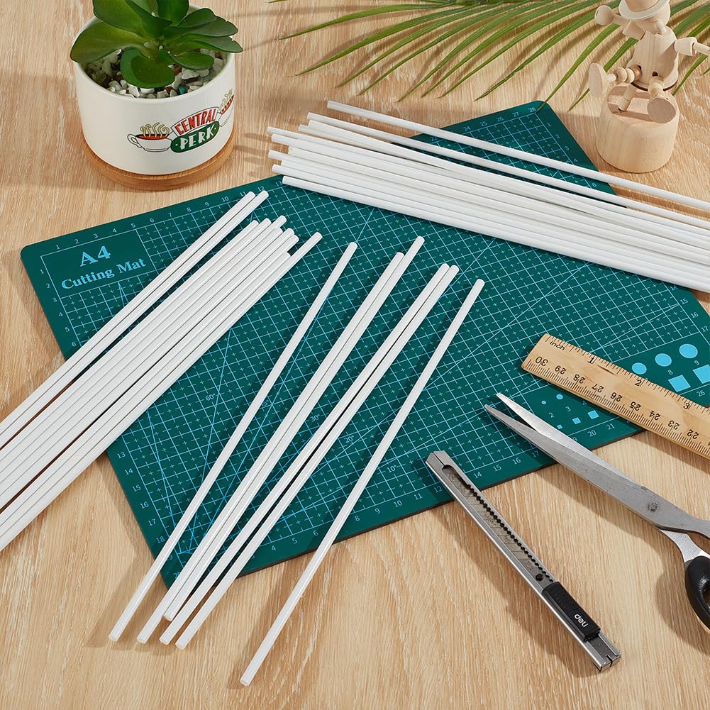 BENECREAT 30 pz Asta Rotonda In Plastica ABS Bianca, Barre Tonde In Plastica Stirene ABS Da 4mm X 250mm, Asta di Collegamento In per Modellismo Fai Da Te, Tavolo di Sabbia per Case