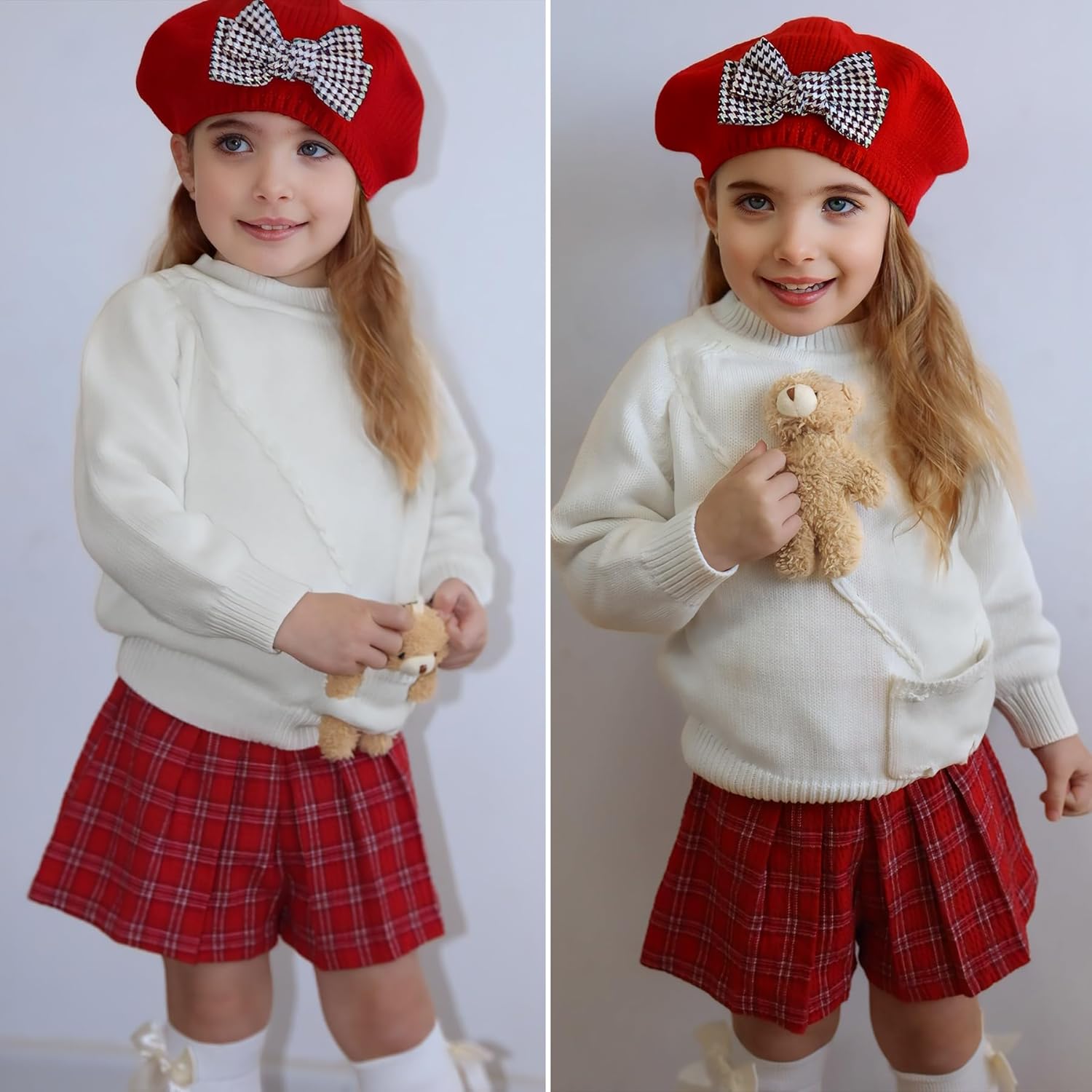 Simplee kids Baby Girl Knit Sweater with Bear in The Pocket Toddler Pullover Sweater Cute Fall Winter Clothes - Image 2
