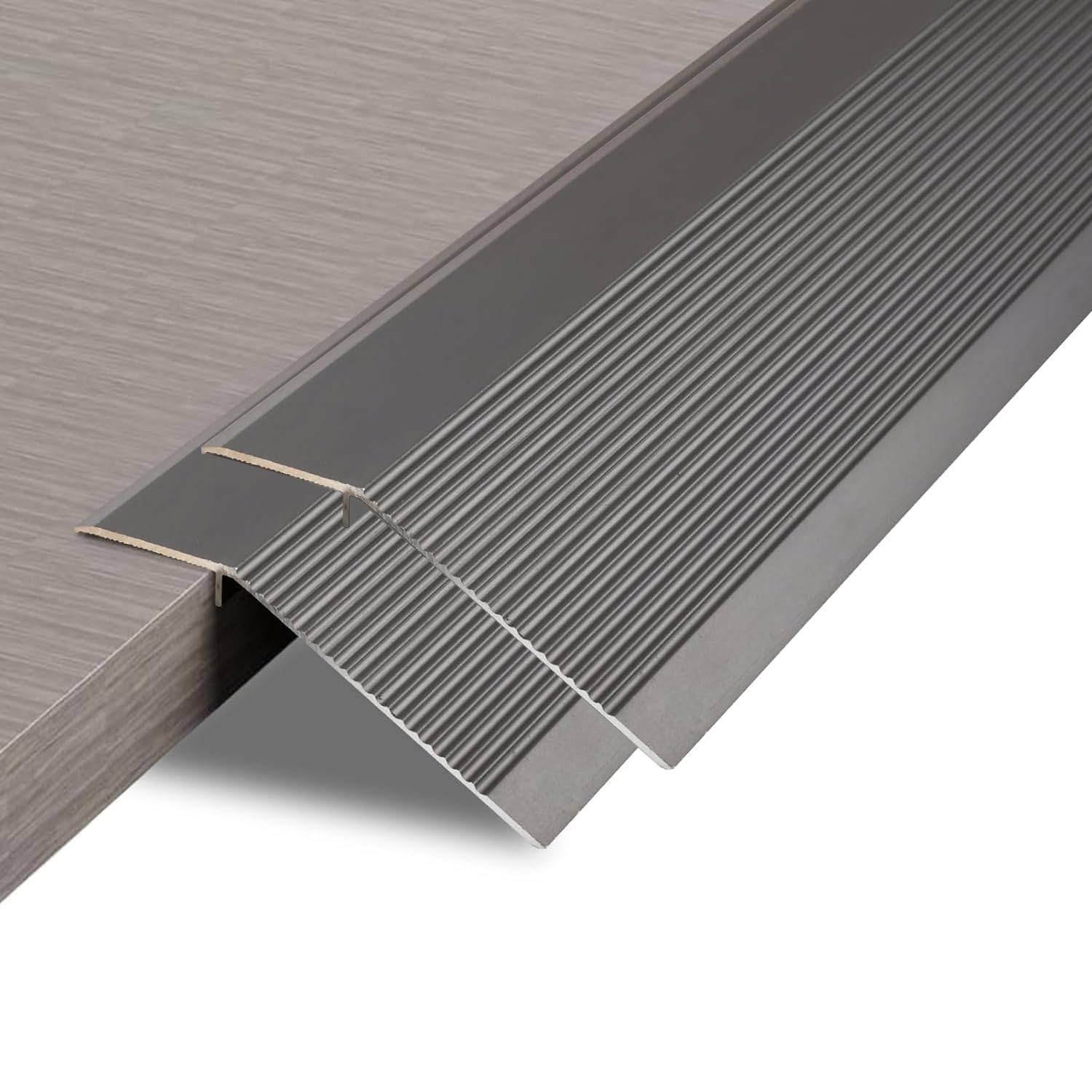 2PCS Aluminum Floor Transition Strip Door Bar,Metal Floor Bar for Doorways Threshold Ramp Tile Laminate Planks,Bridge The Height is 30mm(Grey,0.9m ร 10cm) โ image 1