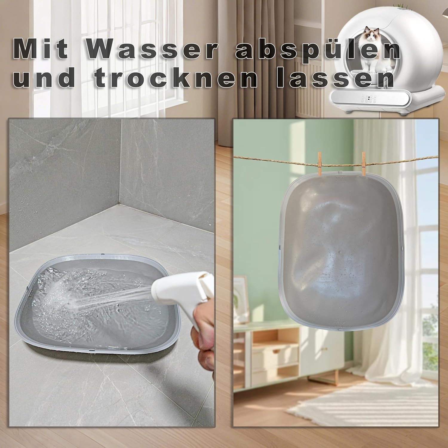 Silikon Katzenklo Matte für Elektrische Katzentoiletten, Wasserdichte Ersatzmatte für Selbstreinigendes Katzenklo, Rutschfest & Urinfest