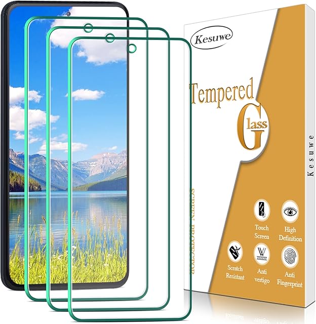 Kesuwe [3 Pack] Screen Protector for Xiaomi Poco X3, Poco X3 Pro, Poco X3 NFC, Poco F3, Anti Scratch, 9H Hardness, Bubble Free, HD Clear, Easy Installation