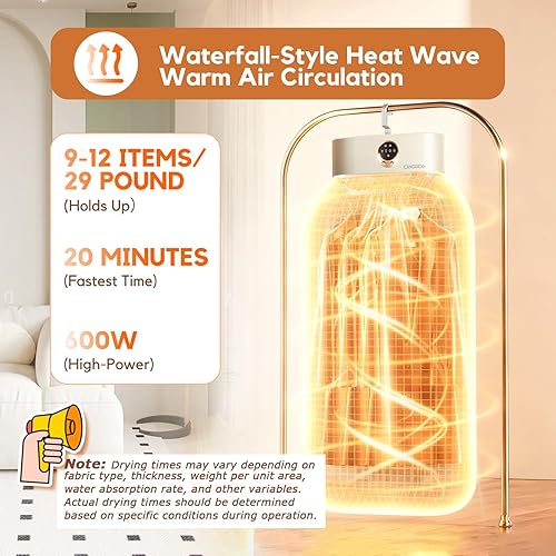 Miniatura 2 de Secadora de ropa portátil, secadora de ropa para 9-12 artículos, con ajuste de tiempo, control remoto, secadores portátiles para lavandería,