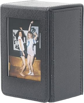 2x3 Inch Mini Photo Storage Box for Polaroid Fujifilm Instax Mini 13 12 11 9 8 EVO Instant Film, 3 Inch Photos, Kpop Photocards, Picture Frame and Containers, PU Leather. Black