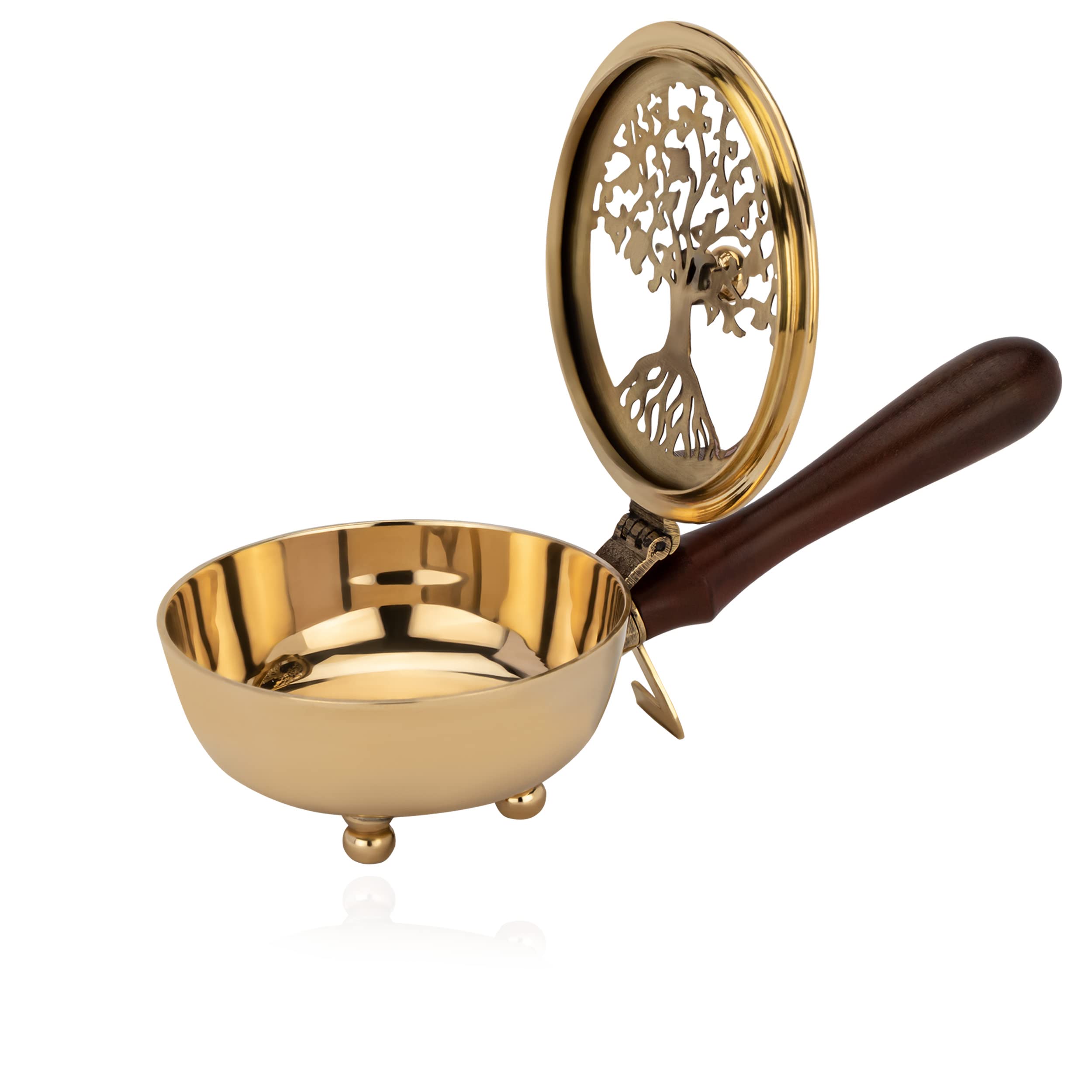 NKlaus Räucherpfanne zum Räuchern Messing; Holz, Gold; Messing, 1 Stück