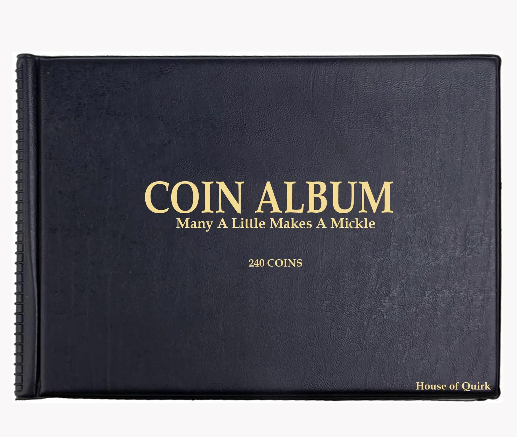 House of Quirk 240 Pockets Coin Holder Collection Coin Storage Album Book For Collectors, Money Penny Pocket,Plastic- Black(Pack of 1),Small