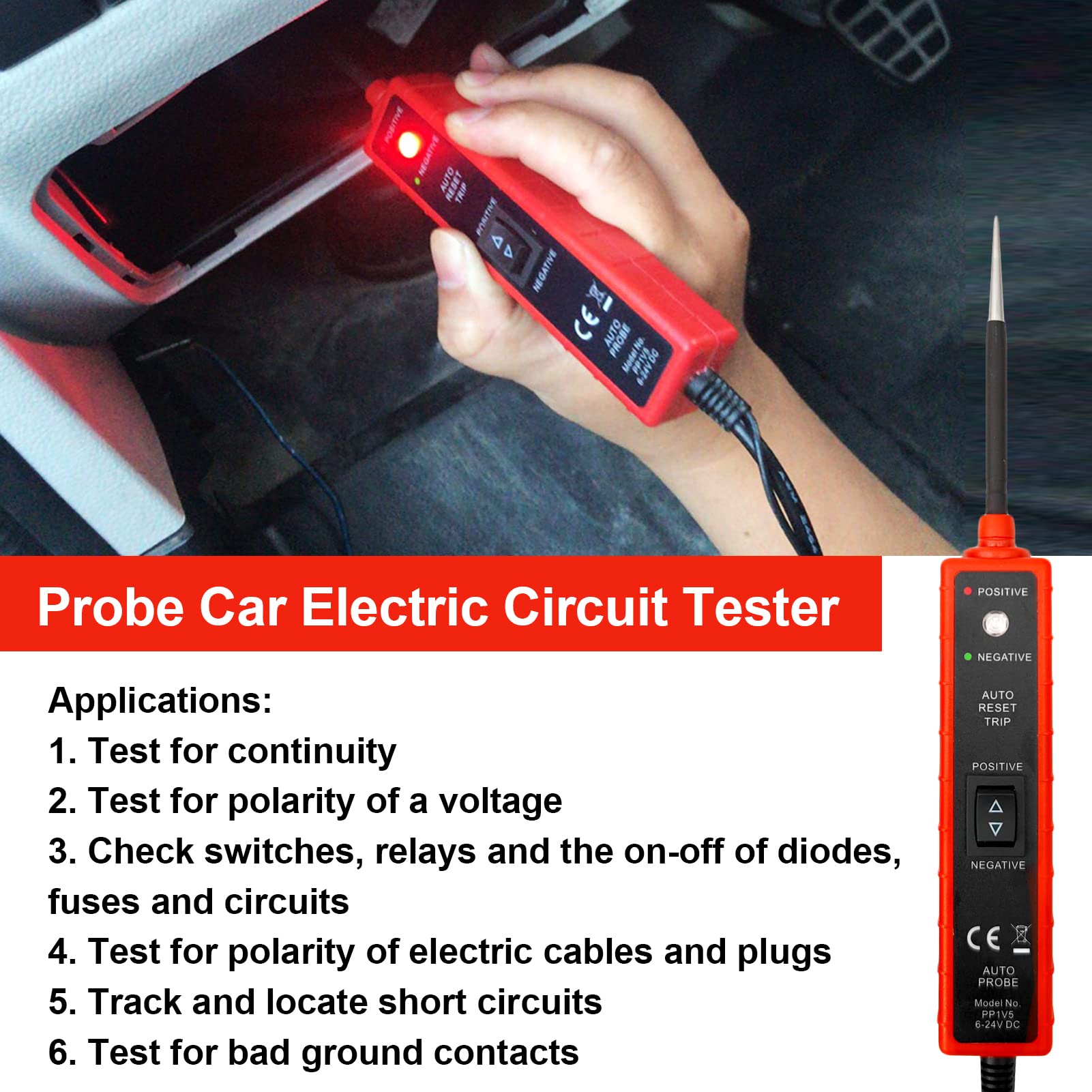 EM285 - Tester elettrico per auto, 6-24 V DC