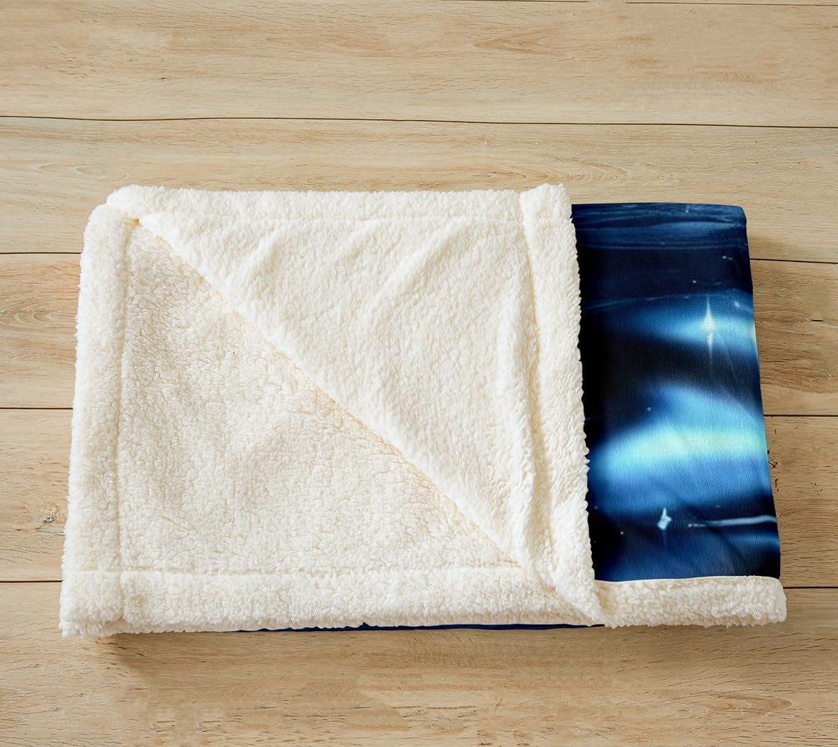 Feelyou Blue Moon Print Sherpa Blanket Ocean Fleece Throw Blanket for Kids Boys Girls Teens Room Decor Sea Plush Blanket Queen 90"x90" Galaxy Fuzzy Blanket