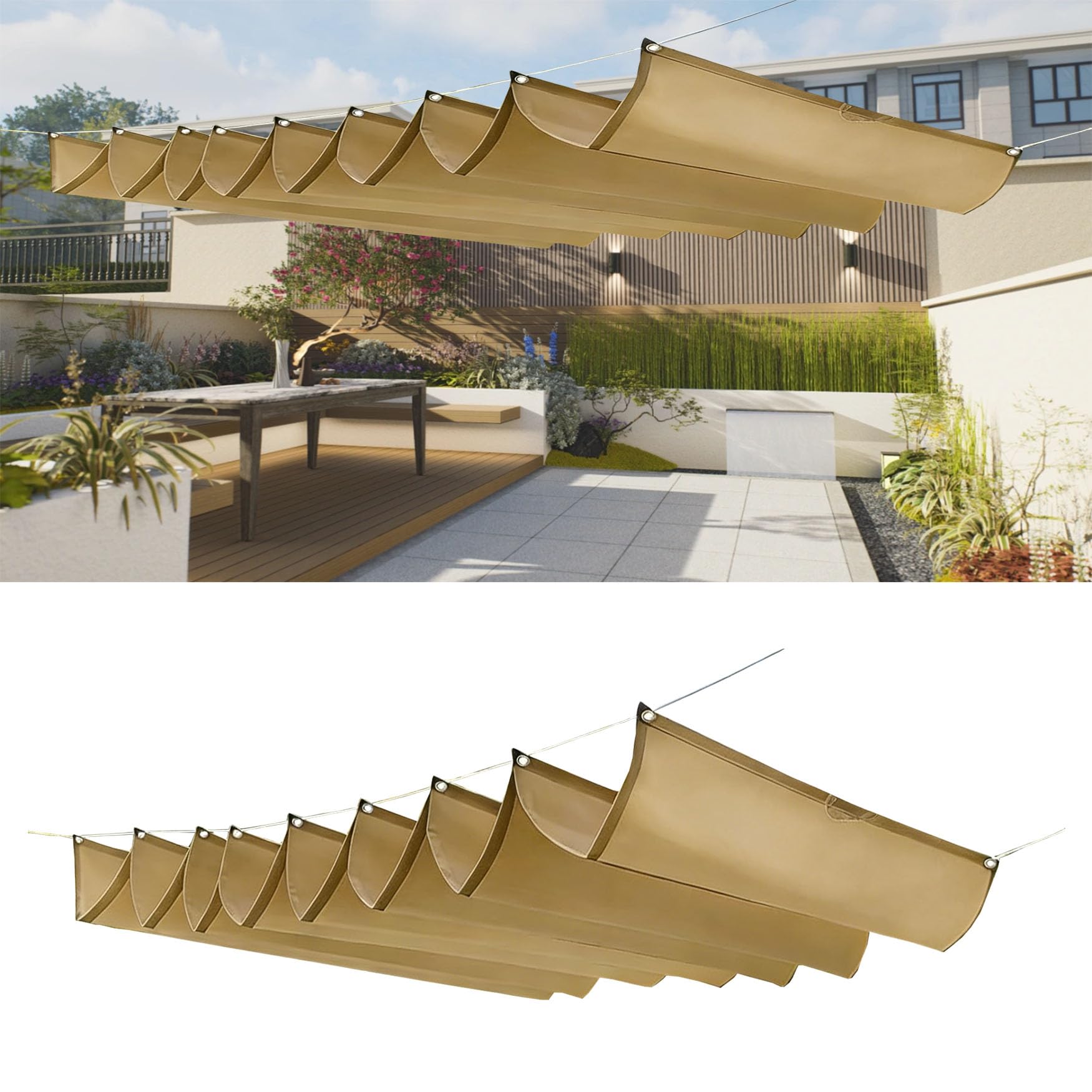 Voile d'ombrage rétractable 160x400 bâche jardin terrasse imperméable