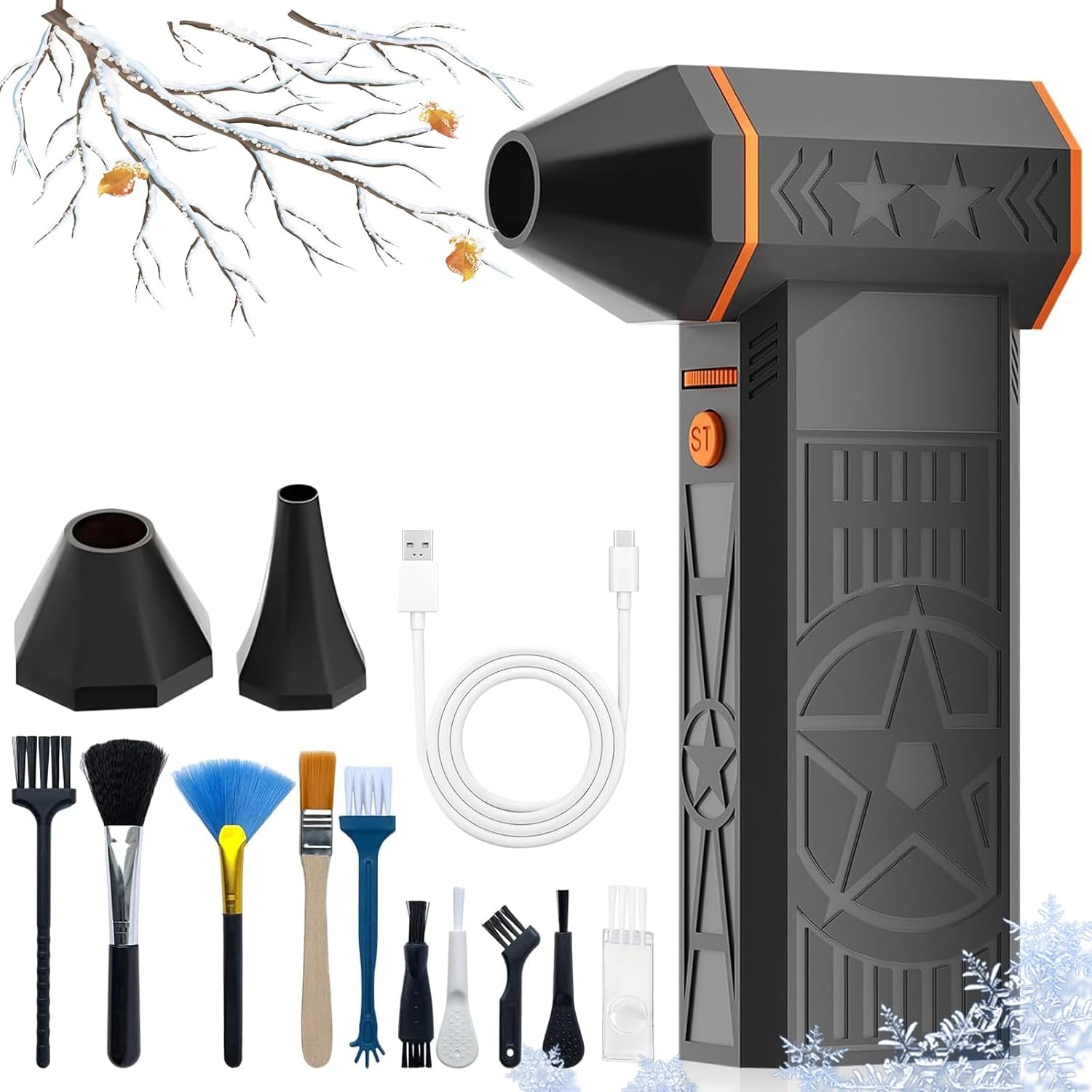 Micro Leaf Blower, 12000w Thermal Snow Blower, Thermal Snow Blowers for Car Cordless, Adjustable Mini Blowers with Fast Charging, for Leaves, Snows