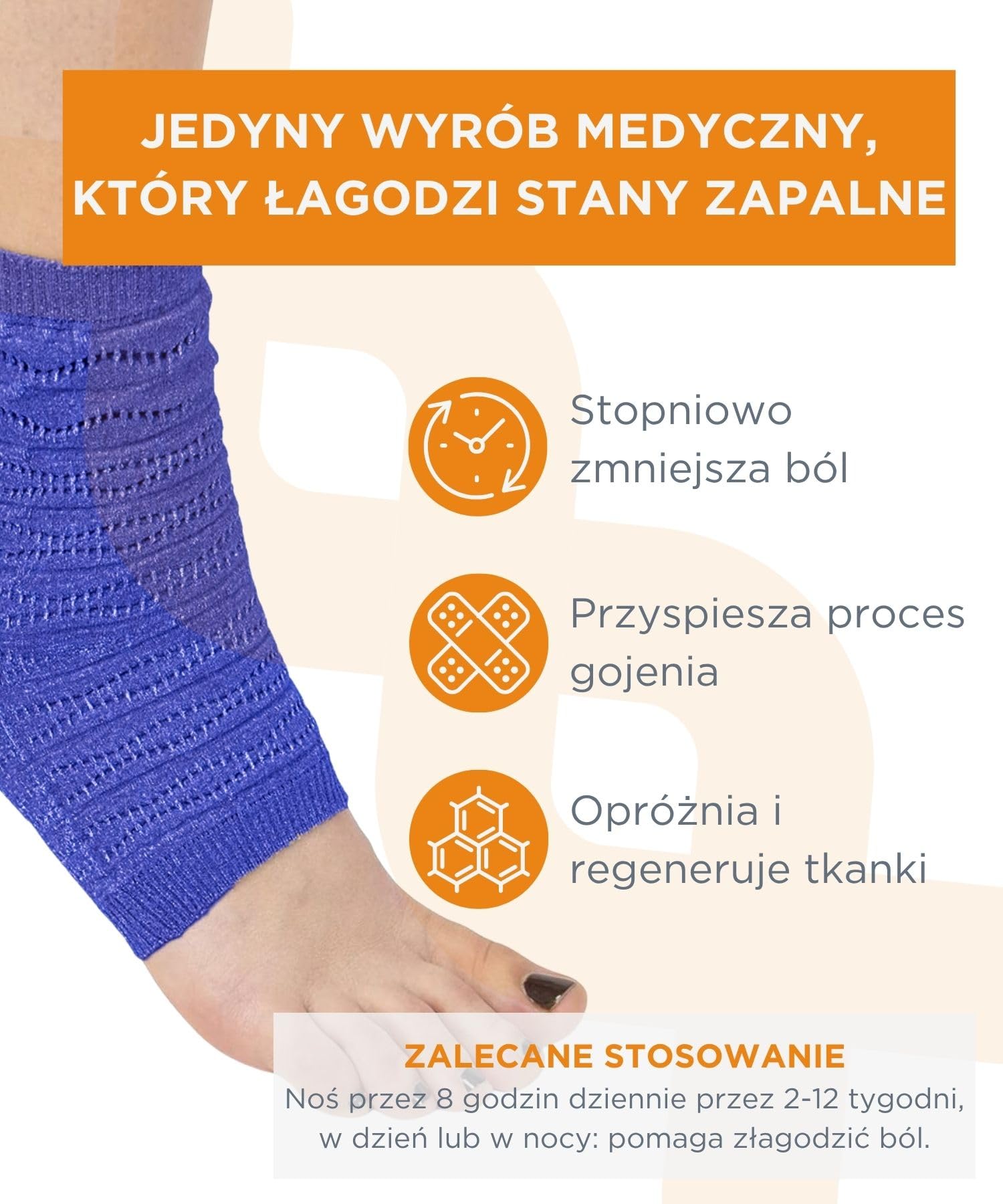 Opaska Ortopedyczna na Kolano, Magnetoterapia - Artroza, Skrecenia, Zapalenie Sciegien, Skarpetki Przeciwgrzybicze Gratis, Wyrob Medyczny Odliczany od Podatku, Made in Italy, Niebieski L