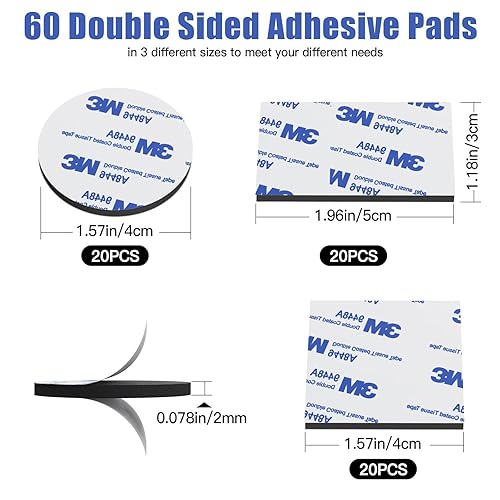 Miniatura 3 de 60 piezas almohadillas adhesivas de doble cara de servicio pesado - Cinta de espuma para paredes, automóviles y decoración del hogar  Sin residuos,