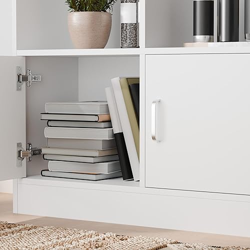 Miniatura 5 de Cozy Castle Estantería abierta de 4 niveles, estantería de 69.7 pulgadas de alto con 10 cubos y 2 puertas, moderno organizador de almacenamiento de