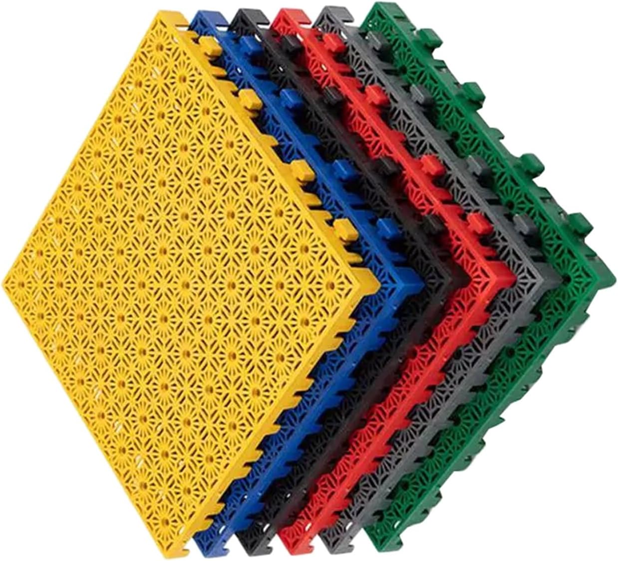 Interlocking Garage Floor Tiles - Heavy-Duty PP Cushion Flooring, Non-Slip Outdoor Mats for Car Wash, Deck, Pool & Basement, 11023 lbs Capacity, Set of 4