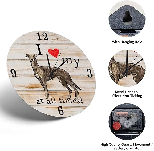 Miniatura 4 de Reloj colgante de 12 pulgadas para dueños de mascotas, reloj de madera para amantes de los perros de mascotas, estilo vintage, analógico,