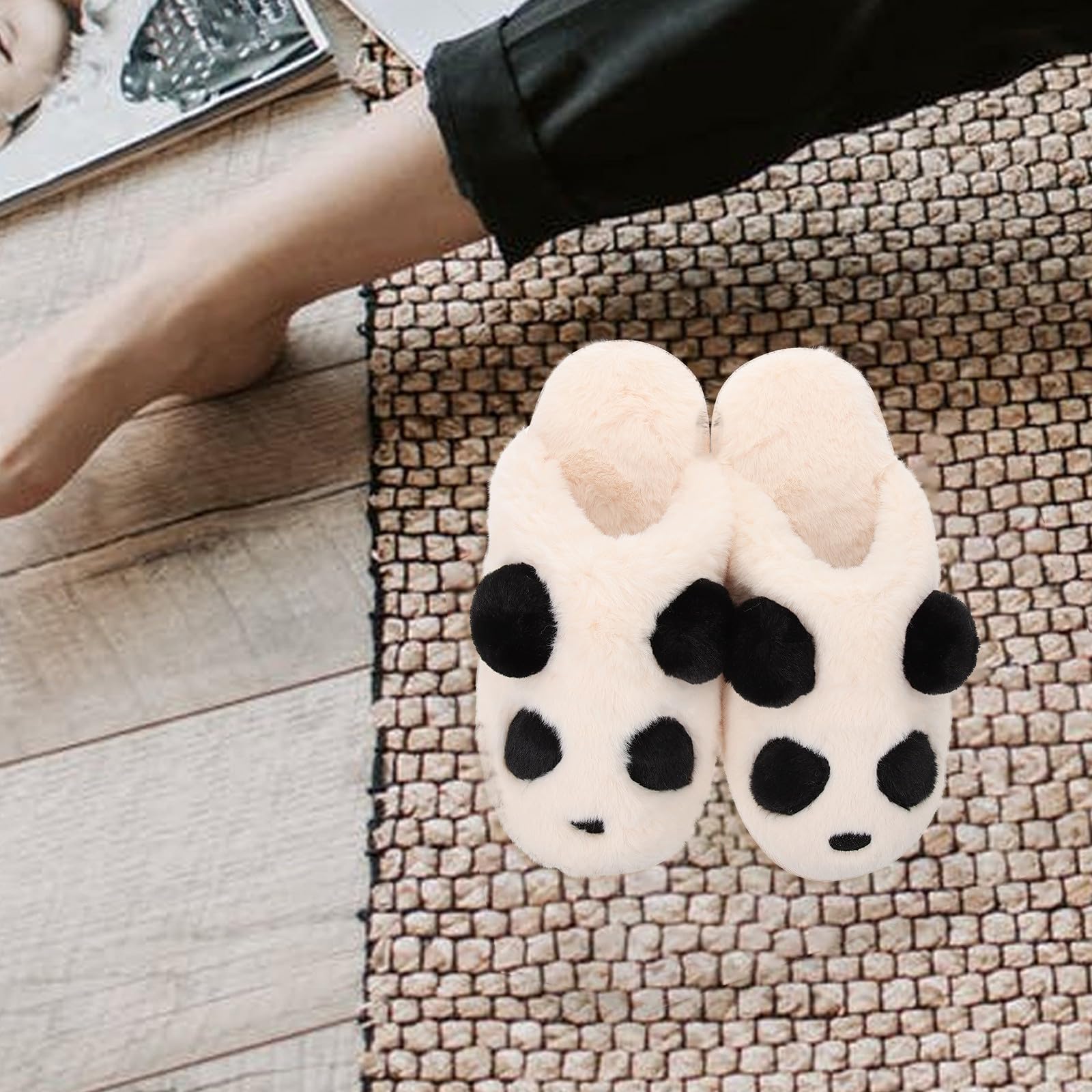 Pantofole Pelose Donna a Forma di Panda Cartone Animato Pantofole Calde da Interno Morbide e Traspiranti Scarpe Carine da Casa 28Cm 40-41 per Uso Quotidiano e Cosplay