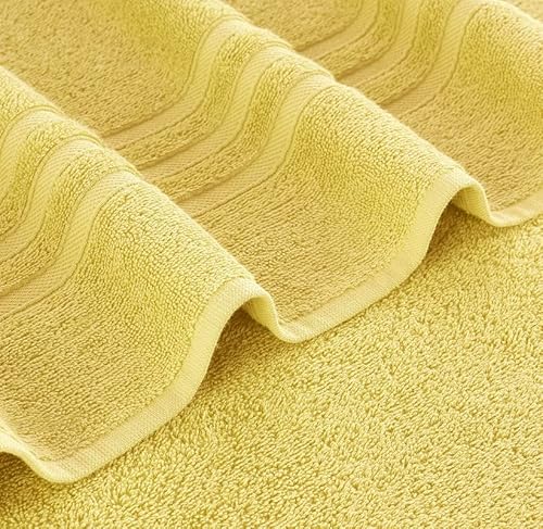 Hammam Linen Yellow 6 Pack Bath Towels Sets Linen For Bathroom Original Turkish Cotton Soft, Absorbent And Premium 2 Bath , 2 Hand , 2 Washcloths #TOP6