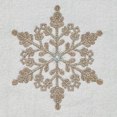 Miniatura 217 de Juego de 2 toallas de mano de baño de Navidad, color gris oscuro, 100% algodón, bordadas, diseño de copos de nieve, 16 x 25 pulgadas, toallas 24 Let