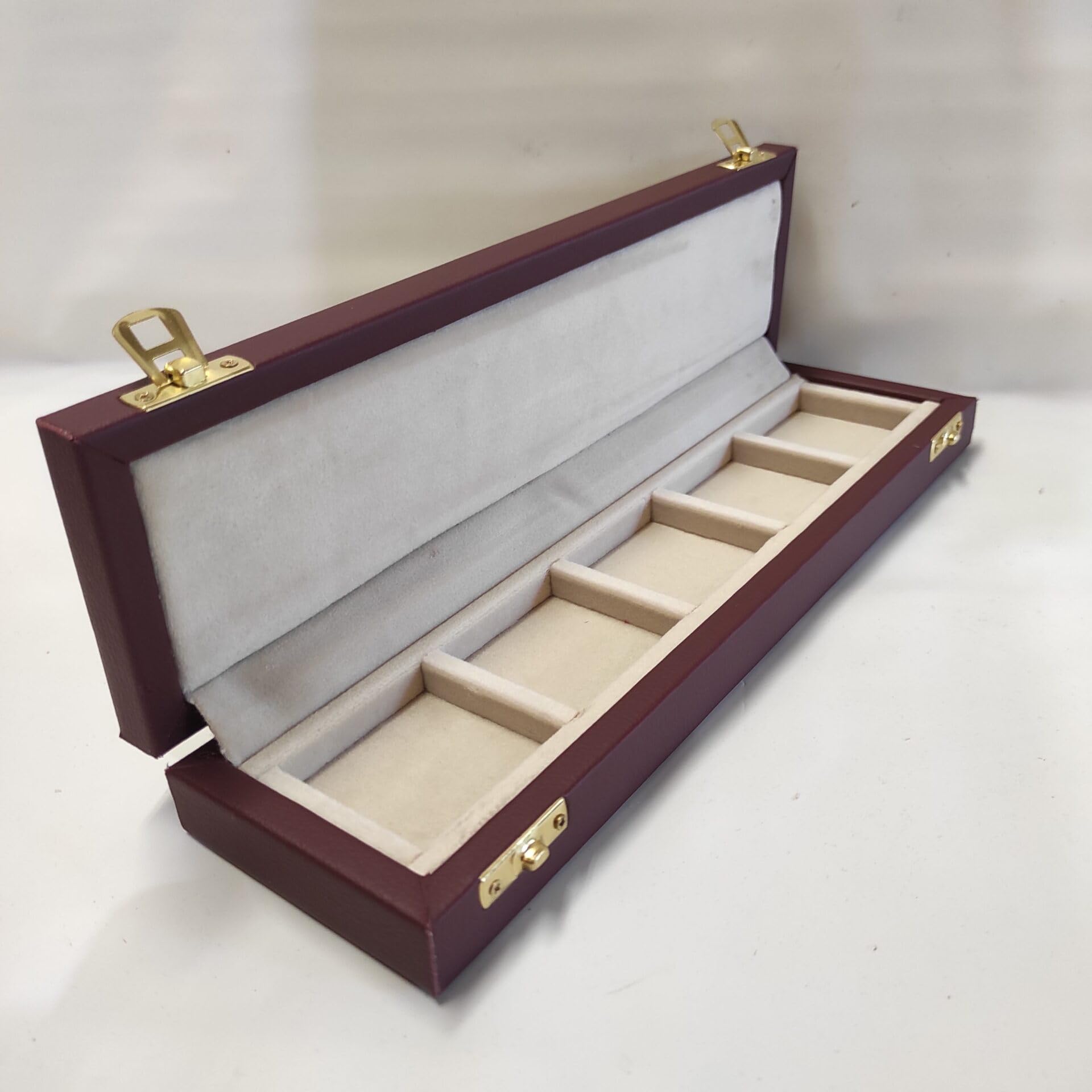Set 5 Vitrinas para Monedas 47x47 mm – Estuches Individuales en Polipiel Amaranto y Terciopelo para Coleccionistas, Medallas, Coronas y Monedas Conmemorativas