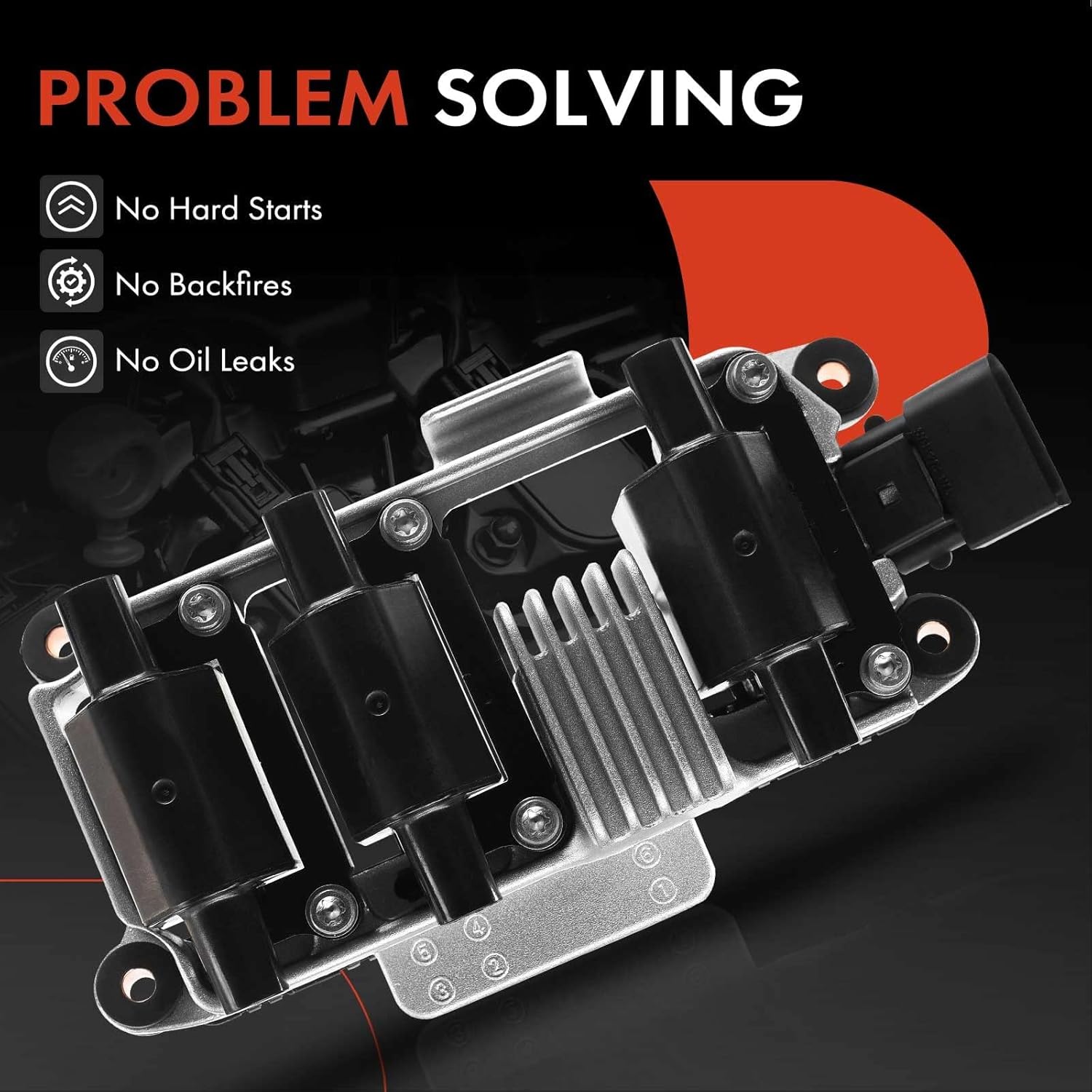 A-Premium Engine Ignition Coil Pack Compatible with Audi A4 A4 Quattro A6 A6 Quattro 1998-2001 Volkswagen Passat 1998-2005 V6 2.8L