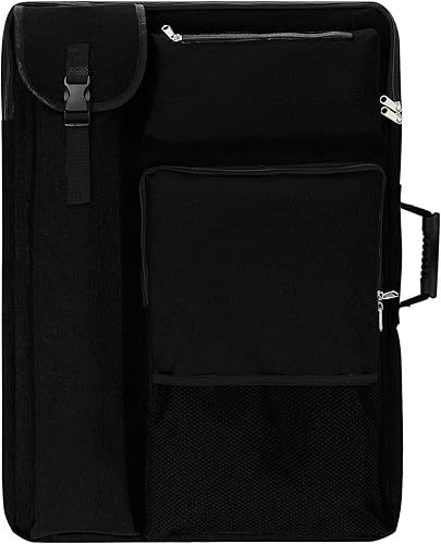 Art Portfolio Case 18x24 - Cartera de dibujo con mochila y bolsa de mano para suministros de artista (negro)