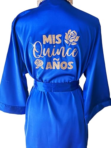 Personalized Glitter Quinceañera Robe, Personalized Mis Quinceañera Dress Robe, Mis Quince Robe with Crown and Tiara Symbols for Girls, Customized